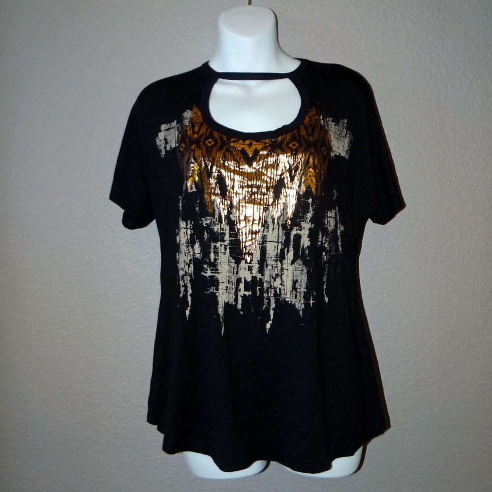 Liberty Wear Black T-shirt with Copper Foil accents NWT